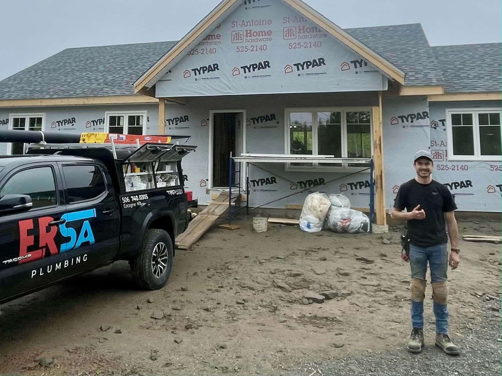 ERSA Plumbing at a new house construction project in New Brunswick