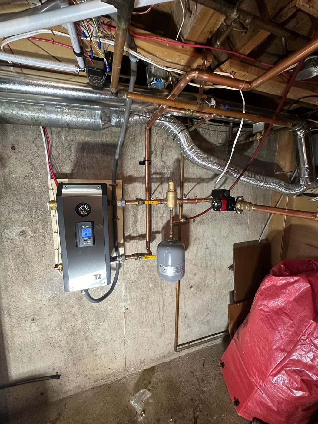Electric boiler conversion with copper manifold piping